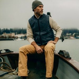 The Anchorage Vest in Charcoal Dry Wax from Taylor Stitch skate blue gray 44